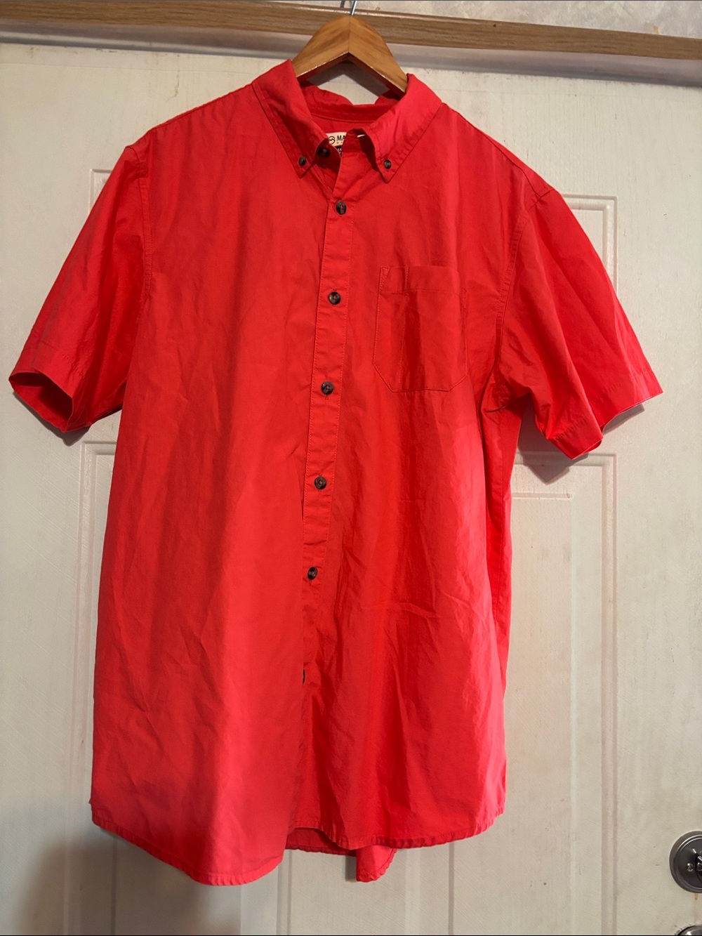 Magellan Outdoors Men’s Short-Sleeve Button-Down Shirt — Red
